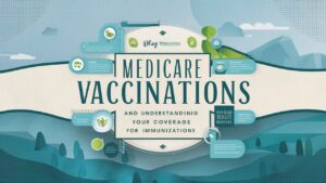 A visually appealing and informative blog feature image with the title "Medicare Vaccinations and Understanding Your Coverage for Immunizations." The design incorporates a modern, clean aesthetic with a subtle healthcare theme. The background features a soothing blend of light blue and green tones, symbolizing health and wellness. An infographic-style layout presents the various aspects of Medicare coverage for vaccinations, with easy-to-understand icons and text. The overall ambiance is educational and reassuring, helping readers navigate the complex world of healthcare coverage.
