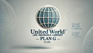 A professional featured image for a blog article titled 'United World Life Insurance Company Plan G'. The image prominently features a globe logo with a clean, minimalistic background in soft tones of blue and gray. The text 'United World Life Insurance Company Plan G' is displayed clearly below the logo, with a modern, trustworthy design.
