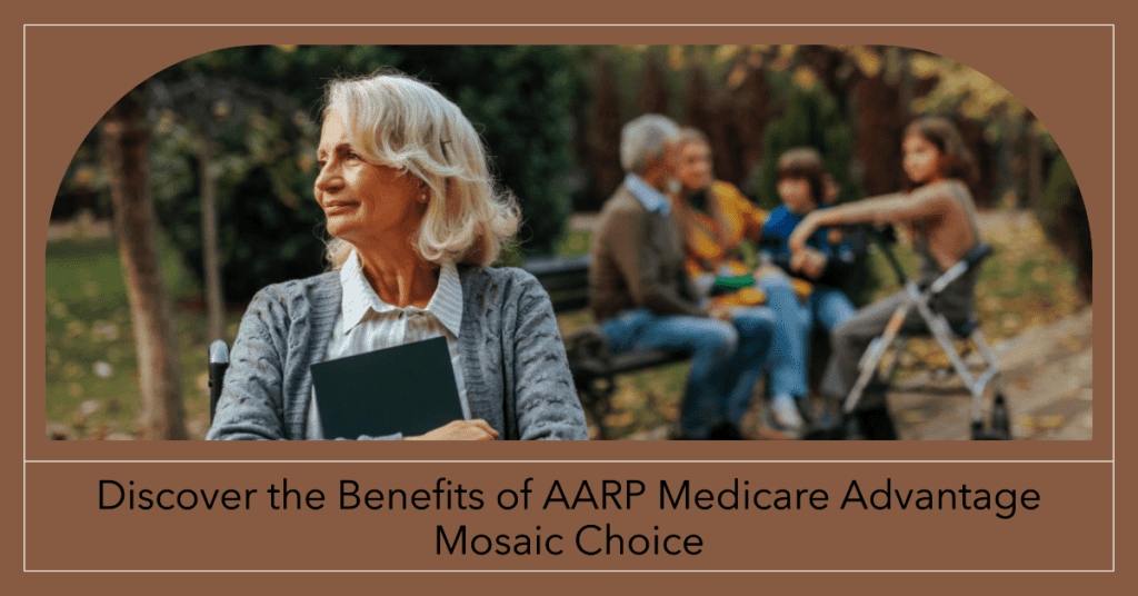 A happy woman facing to her partner after reading about AARP Medicare Advantage Mosaic Choice