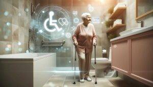 a lady in the bathroom looking for modifications and thinking about will medicare cover for it