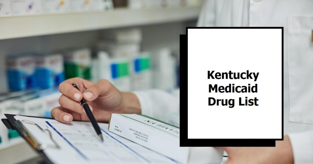 a pharmacist with list of medications and the reck full of medications drug including Kentucky drug list