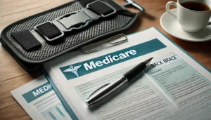 Close-up of a table with Medicare documents, a back brace, and a pen. The Medicare logo is clearly visible on the documents. Close-up of a table with Medicare documents, a back brace, and a pen. The Medicare logo is clearly visible on the documents. Does Medicare Cover Back Braces