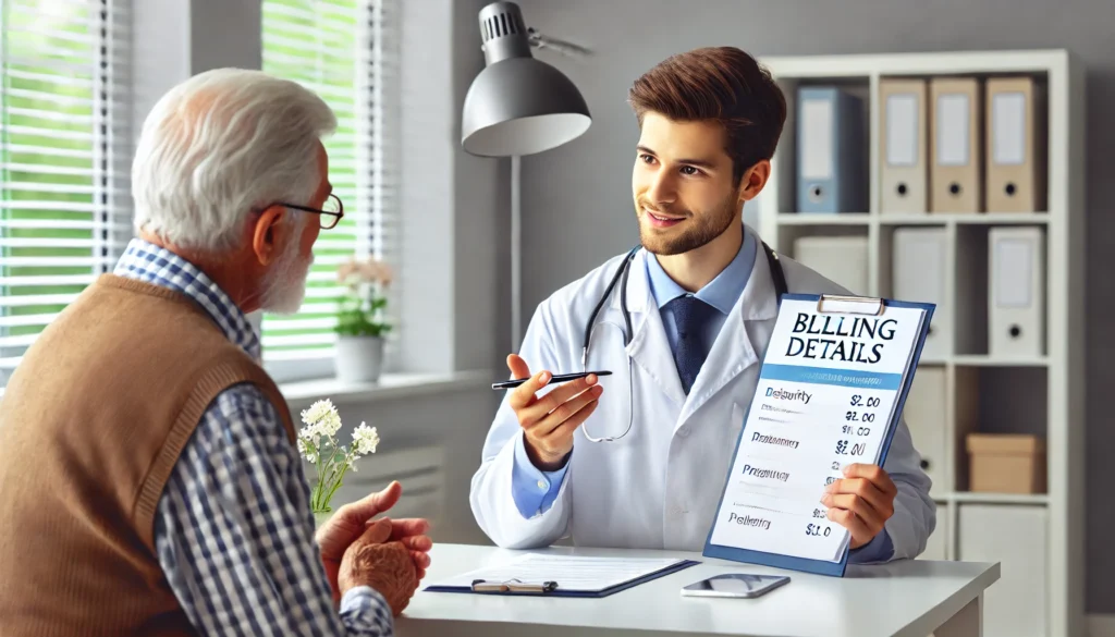 A doctor explaining shadow billing to a patient